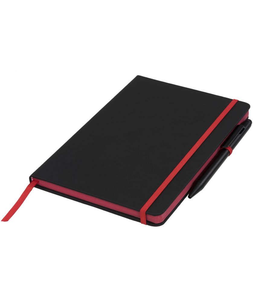 Carnet de notes format M reliure colorée personnalisé Noir Edge Carnets publicitaire