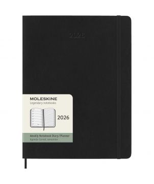 Agenda hebdomadaire XL 12 mois 2026 à couverture souple Moleskine Carnets publicitaire