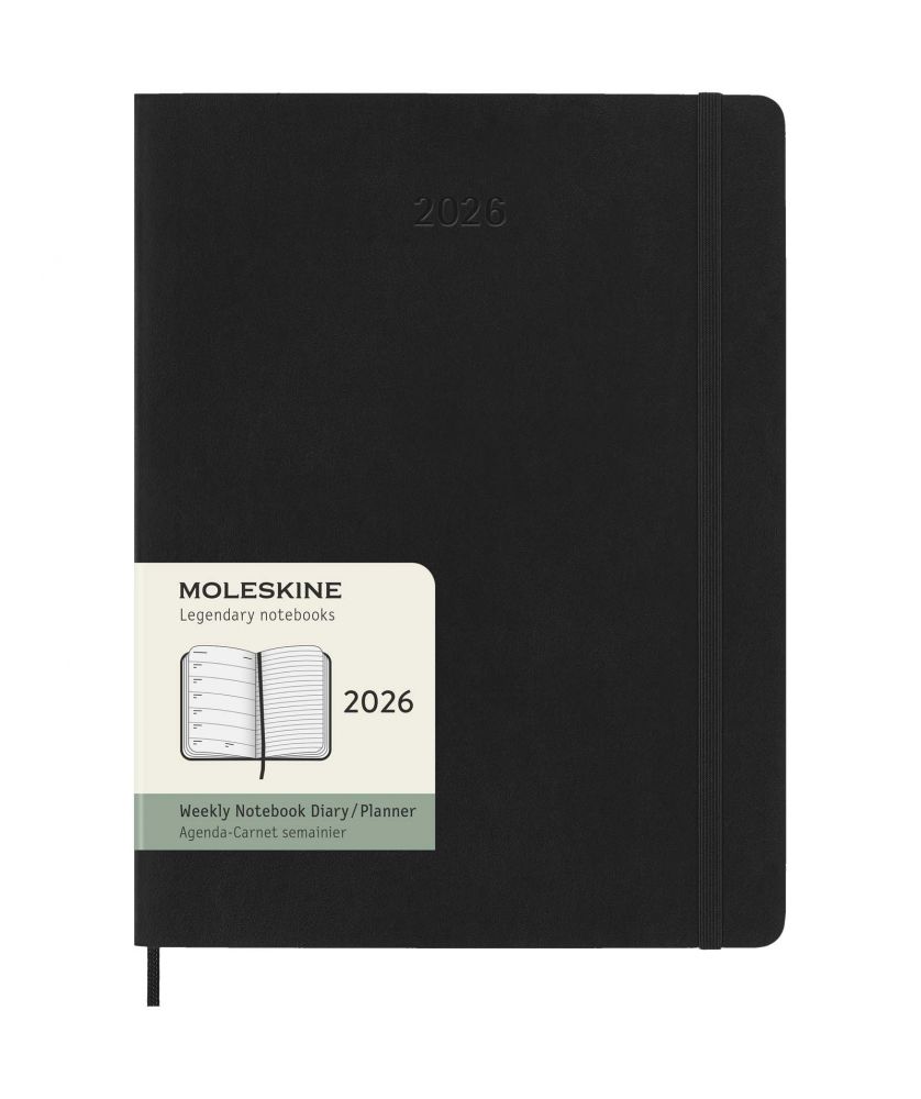 Agenda hebdomadaire XL 12 mois 2026 à couverture souple Moleskine Carnets publicitaire