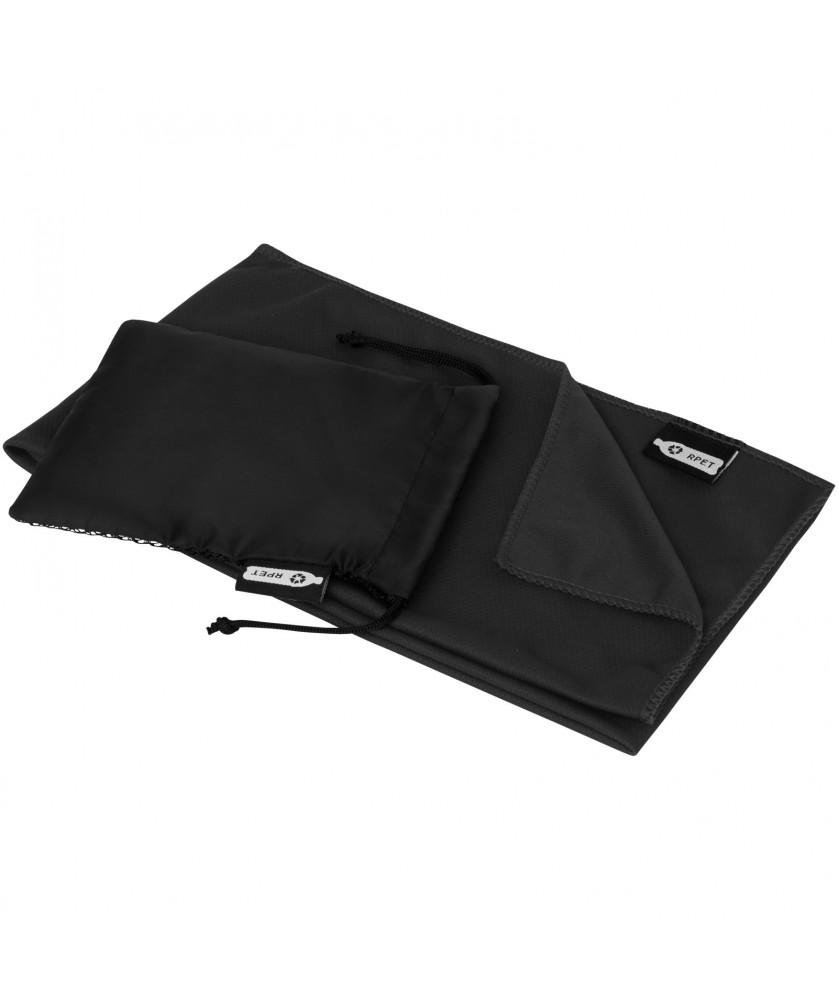Textiles de sport - Serviette de sport rafraîchissante en PET recyclé Raquel avec pochette 80 x 30 cm | PRINTECOM