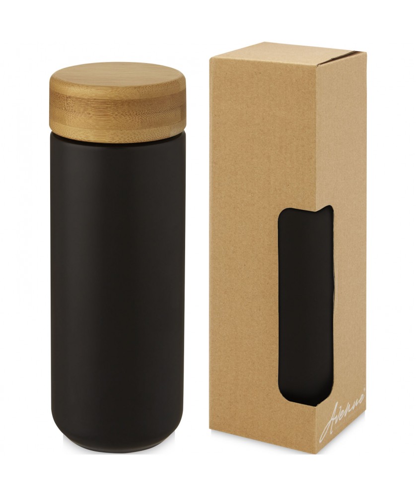 Gobelets et mugs - Gobelet en céramique Lumi de 300 ml avec couvercle en bambou | PRINTECOM