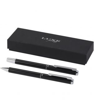 Parure de stylos Lucetto en aluminium recyclé personnalisée (encre noire) Stylos publicitaire