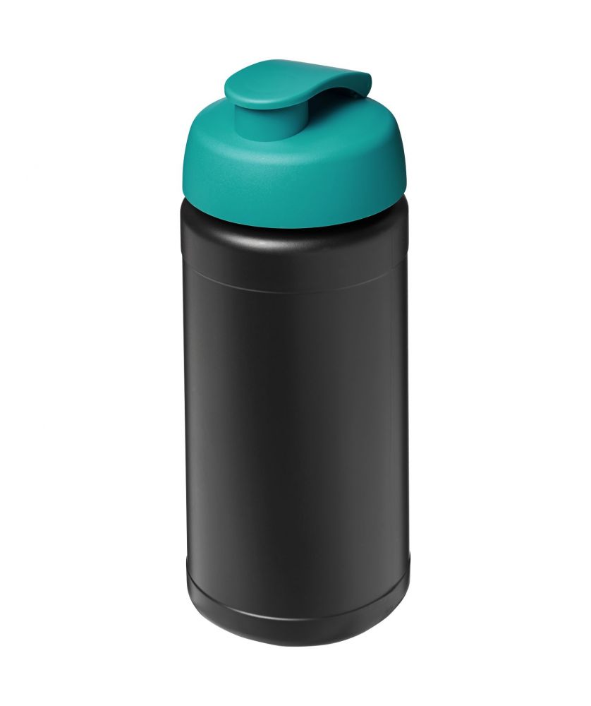 Bouteille de sport personnalisée recyclée 500 ml Baseline couvercle rabattable Gourdes de sport publicitaire
