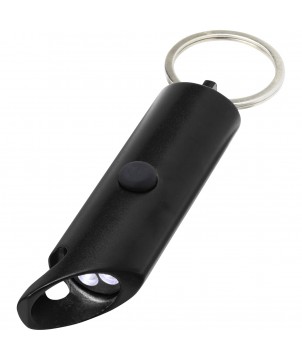 Porte-clés - Lumière LED IPX Flare en aluminium recyclé et ouvre-bouteille avec porte-clés | PRINTECOM