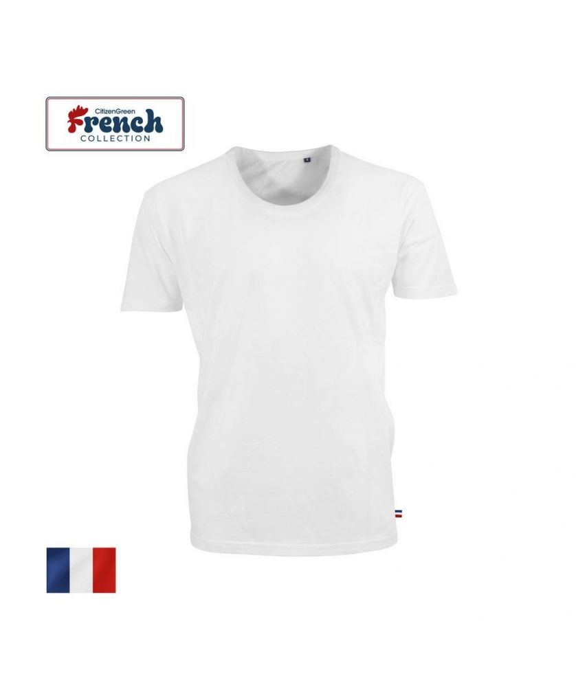T shirt bio blanc 160g achille personnalisé Made in France Printécom - Objets et Supports Publicitaires publicitaire
