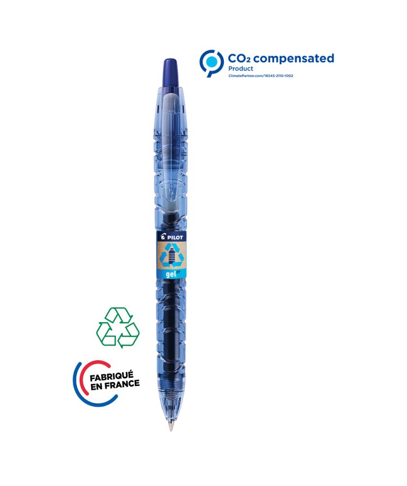 Stylo roller B2P en plastique recyclé personnalisé (bleu) Écriture MIF publicitaire