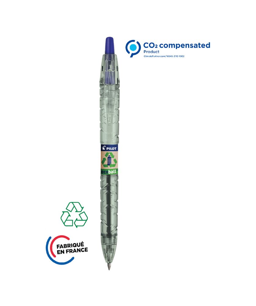 Stylo bille B2P en plastique recyclé personnalisé (bleu) Écriture MIF publicitaire