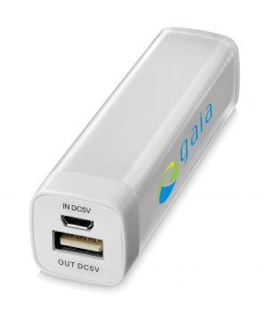 Batterie externe de poche transparente 2 600 mAh personnalisée WS102 Printécom - Objets et Supports Publicitaires publicitaire