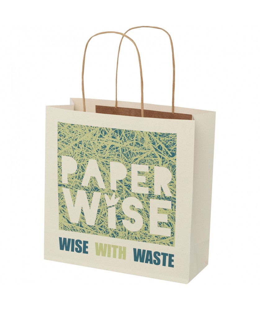 Printécom - Objets et Supports Publicitaires - Sac en papier fabriqué à partir d déchets agricoles 150 g/m2 avec poignées torsadées, 24 x 9 x 24 cm | PRINTECOM