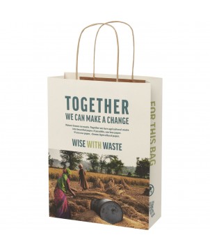 Printécom - Objets et Supports Publicitaires - Sac en papier fabriqué à partir de déchets agricoles 150 g/m2 avec poignées torsadées, 24 x 9 x 32 cm | PRINTECOM