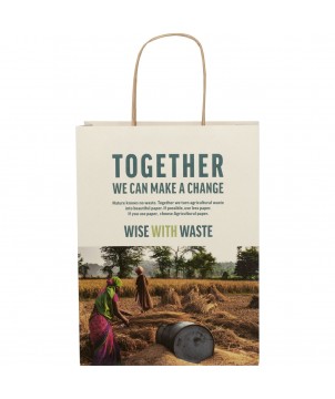 Printécom - Objets et Supports Publicitaires - Sac en papier fabriqué à partir de déchets agricoles 150 g/m2 avec poignées torsadées, 24 x 9 x 32 cm | PRINTECOM