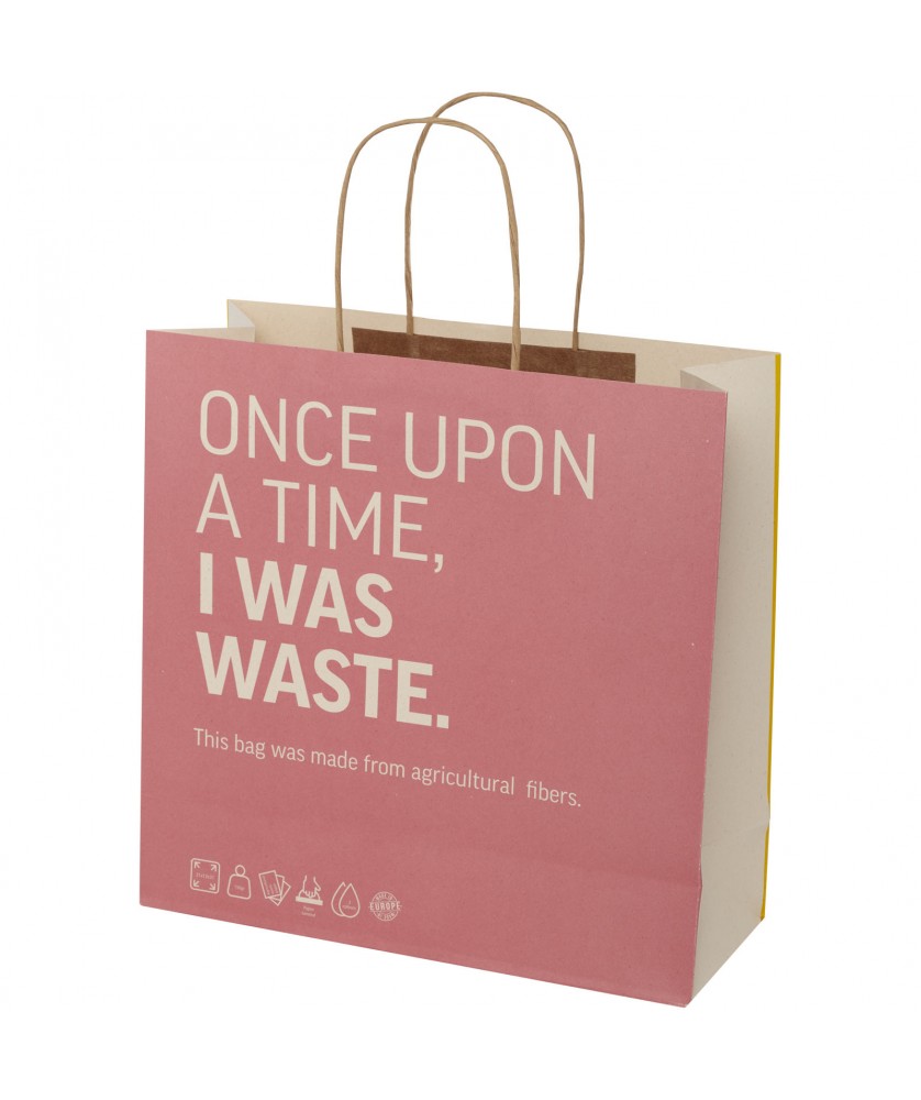 Printécom - Objets et Supports Publicitaires - Sac en papier fabriqué à partir de déchets agricoles 150 g/m2 avec poignées torsadées, 31 x 12 x 31 cm | PRINTECOM