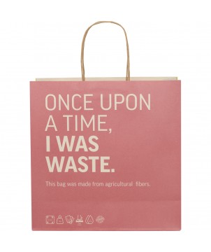 Printécom - Objets et Supports Publicitaires - Sac en papier fabriqué à partir de déchets agricoles 150 g/m2 avec poignées torsadées, 31 x 12 x 31 cm | PRINTECOM