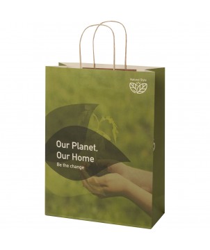 Printécom - Objets et Supports Publicitaires - Sac en papier fabriqué à partir de déchets agricoles 150 g/m2 avec poignées torsadées, 31 x 12 x 41 cm | PRINTECOM
