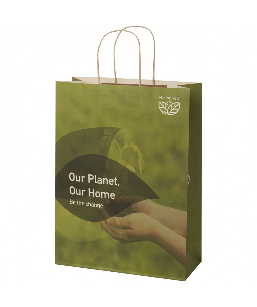 Printécom - Objets et Supports Publicitaires - Sac en papier fabriqué à partir de déchets agricoles 150 g/m2 avec poignées torsadées, 31 x 12 x 41 cm | PRINTECOM