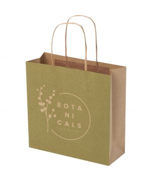 Sac en papier kraft 120 g/m² 24 x 9 x 24 cm à poignées torsadées personnalisé Sacs et bagages publicitaire