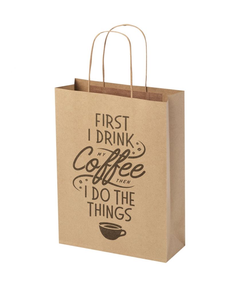 Sac en papier kraft 120 g/m² 24 x 9 x 32 cm à poignées torsadées personnalisé Sacs et bagages publicitaire