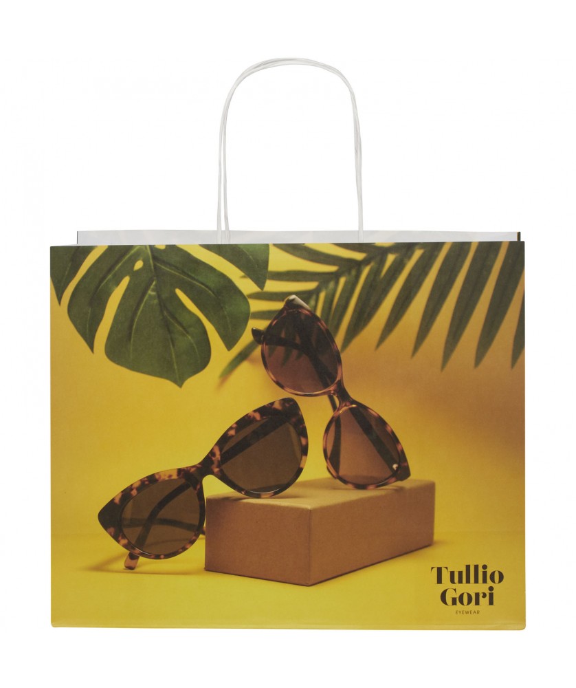 Printécom - Objets et Supports Publicitaires - Sac en papier Kraft 120 g/m2avec poignées torsadées, 31 x 12 x 25 cm | PRINTECOM
