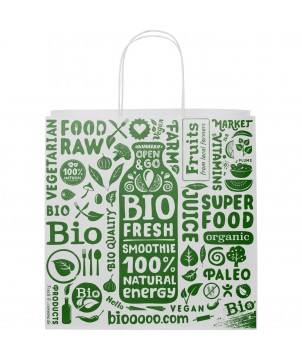 Printécom - Objets et Supports Publicitaires - Sac en papier Kraft 120 g/m2avec poignées torsadées, 31 x 12 x 31 cm | PRINTECOM