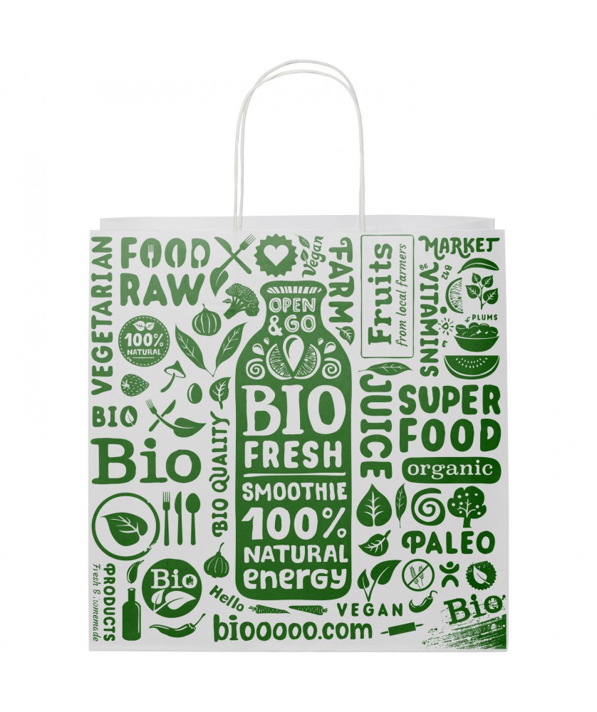 Printécom - Objets et Supports Publicitaires - Sac en papier Kraft 120 g/m2avec poignées torsadées, 31 x 12 x 31 cm | PRINTECOM