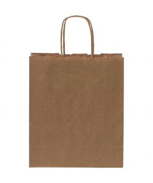 Sac en papier kraft 80 g/m² 18 x 8 x 21 cm à poignées torsadées personnalisé