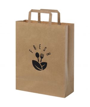 Sac en papier kraft 80-90 g/m² 25 x 11 x 31 cm à poignées plates personnalisé Sacs et bagages publicitaire