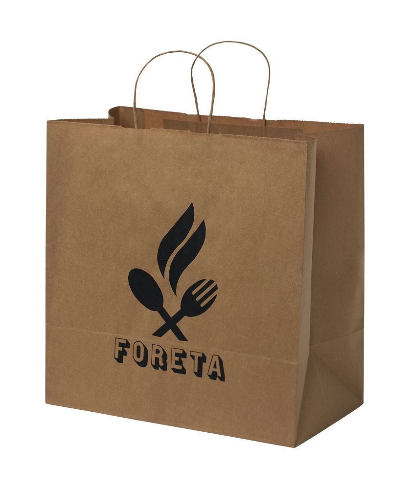 Sac en papier kraft 80-90 g/m² 34 x 20 x 35 cm à poignées torsadées personnalisé
