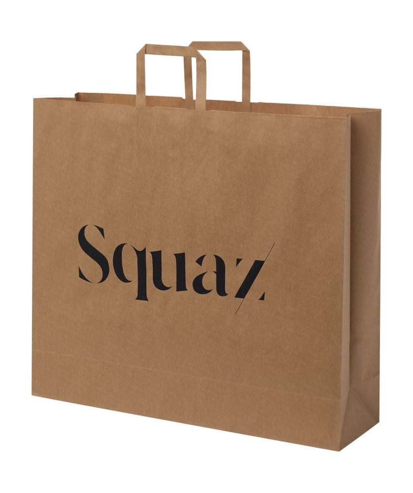 Sac en papier kraft 90-100 g/m² 49,5 x 14 x 44 cm à poignées plates personnalisé Sacs et bagages publicitaire