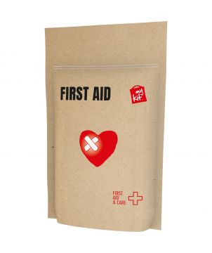 Mini kit de premiers secours en pochette papier personnalisé MiniKit Printécom - Objets et Supports Publicitaires publicitaire