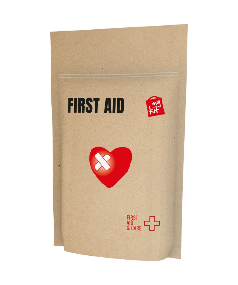Mini kit de premiers secours en pochette papier personnalisé MiniKit Printécom - Objets et Supports Publicitaires publicitaire