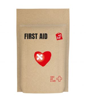 Mini kit de premiers secours en pochette papier personnalisé MiniKit Printécom - Objets et Supports Publicitaires publicitaire