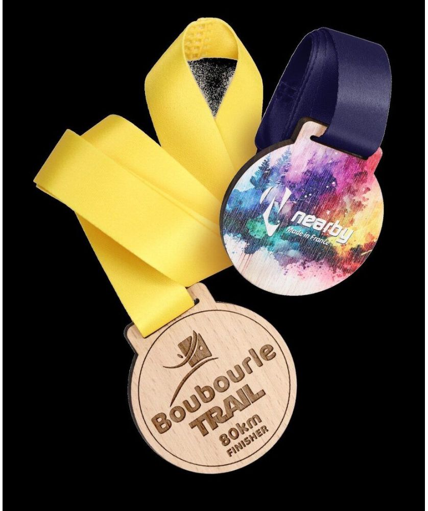 Médaille bois - 70mm personnalisée Made in France Printécom - Objets et Supports Publicitaires publicitaire
