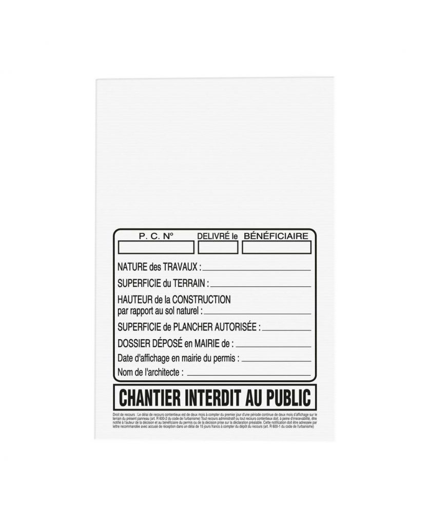 Panneau chantier 80x120 cm 3mm personnalisé Made in France Printécom - Objets et Supports Publicitaires publicitaire