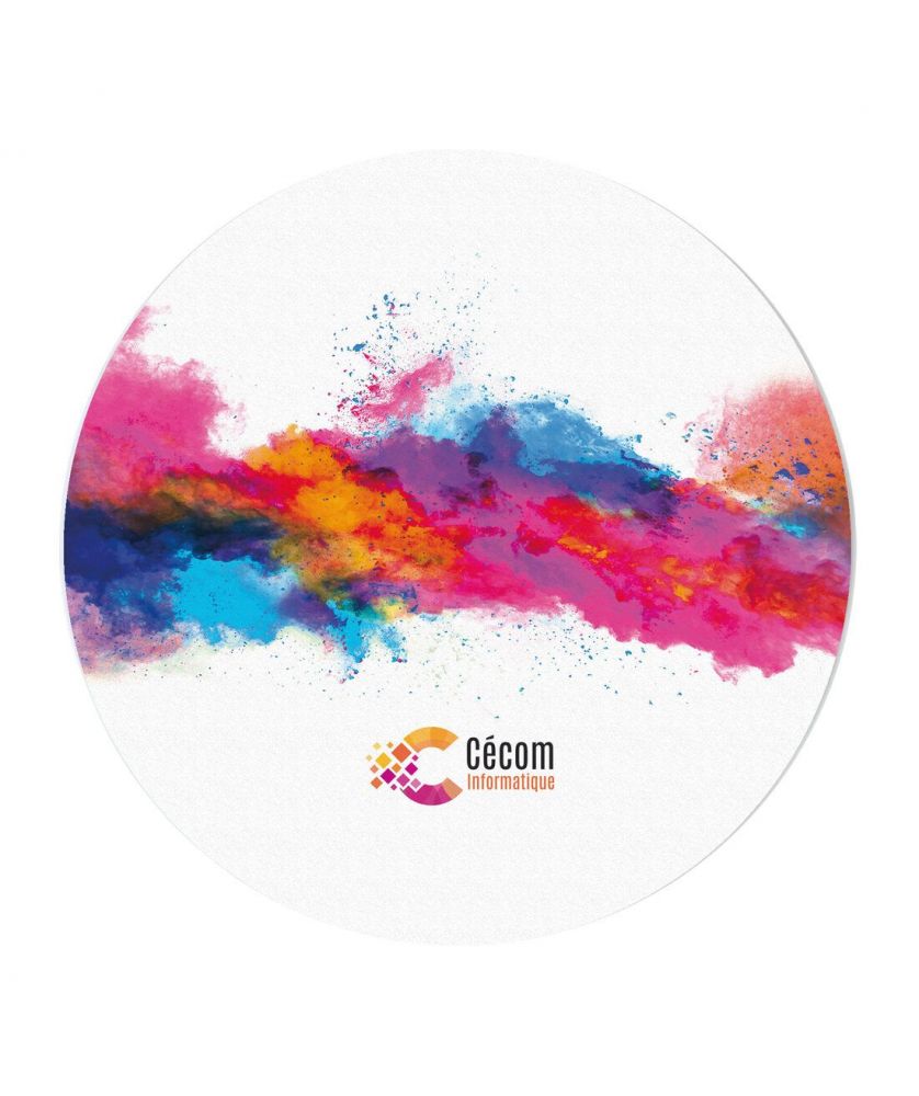 Tapis de souris hf rond personnalisé Made in France Printécom - Objets et Supports Publicitaires publicitaire