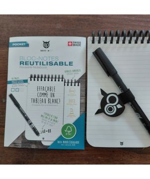 Bloc-notes effaçable personnalisé A6 WhyNote® réutilisable Goodies upcyclés publicitaire